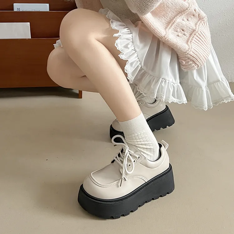 复古英伦风增高厚底小皮鞋女2025新款春秋配裙子圆头玛丽珍乐福鞋