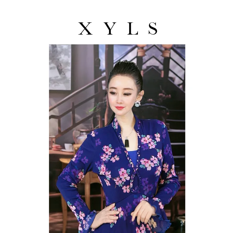 女装连衣裙弹力印花T007123