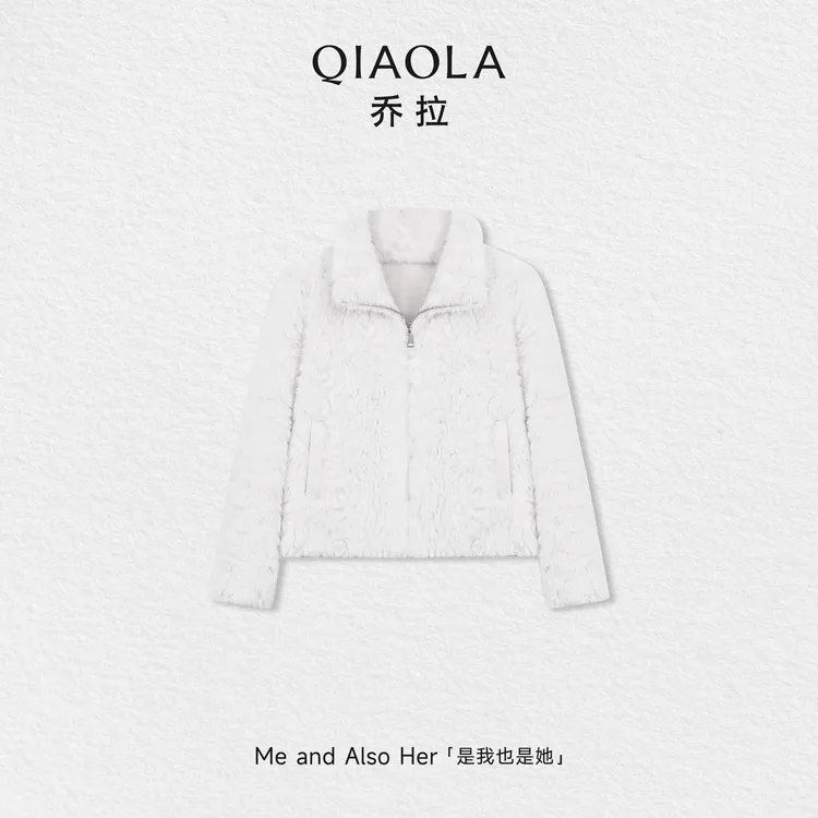 QIAOLA/乔拉【纯白颂歌】秋冬季仿皮毛一体设计保暖显瘦百搭外套