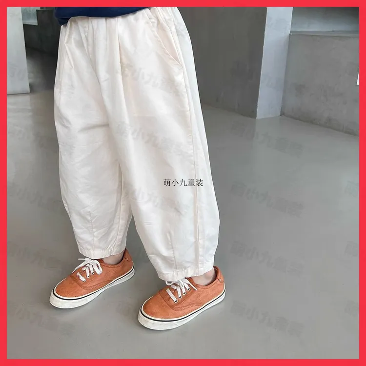 男童裤子夏季薄款2025新款宝宝外穿长裤白色儿童装小童纯色休闲TZ