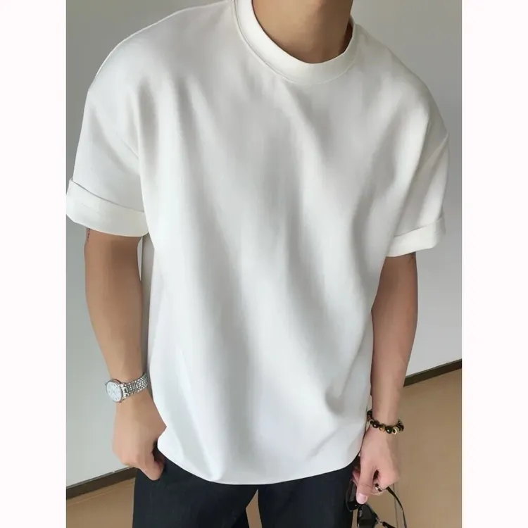 2025男女同款彩色夏季新款定制白色短袖T恤简约圆领休闲上衣韩版