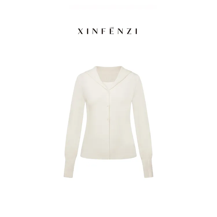 【初识】XINFENZI 重磅山羊绒羊毛假两件上衣毛衣 51625