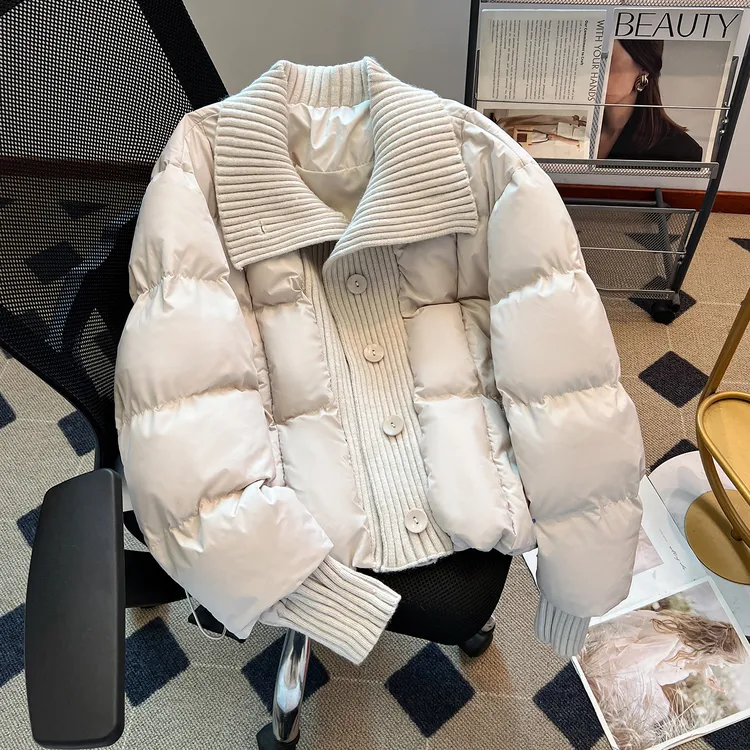 冬季2025新款爆款休闲百搭针织拼接手塞加厚保暖衣短外套