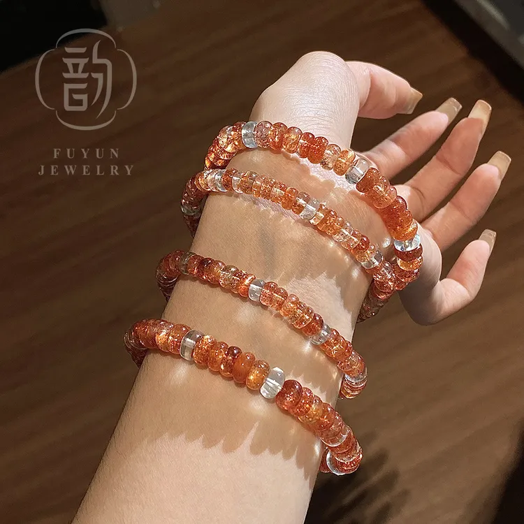 万金阿鲁沙▪天然冰透千层阿鲁沙太阳石绿柱石手串多样性发其一