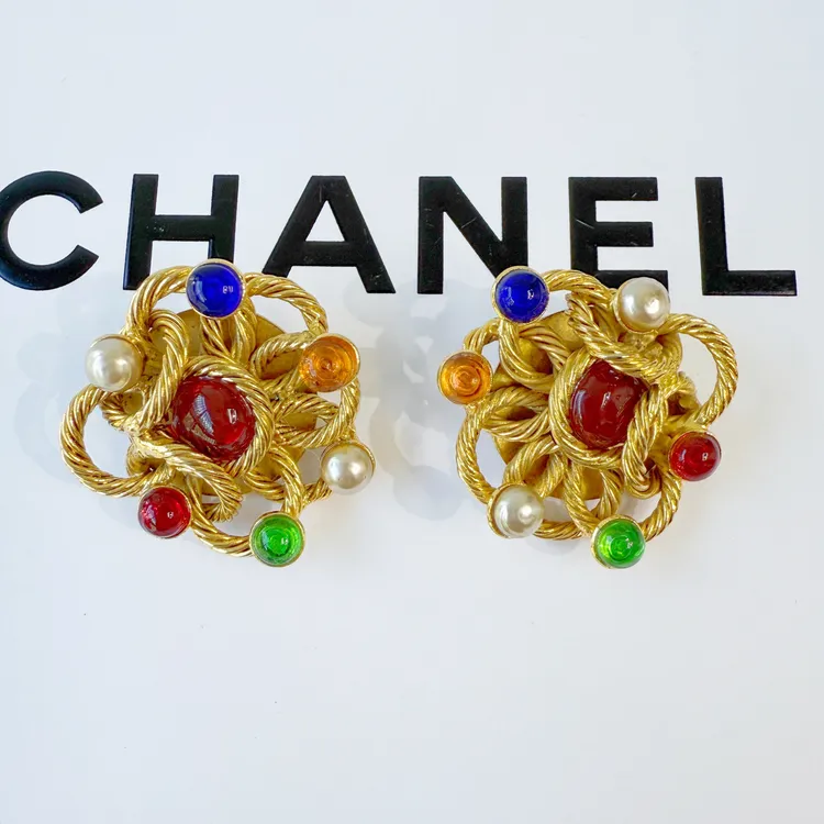 95新 Chanel/香奈儿 Chanel vintage香奈儿中古琉璃耳夹