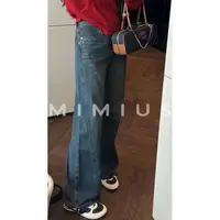 【mimius】U 复古水洗设计感侧缝线百搭高腰牛仔裤 WG09091