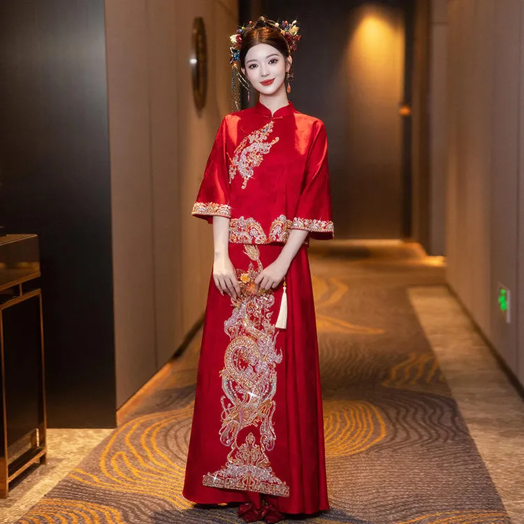 新中式2025年秀禾服高端新中式敬酒服小个子新娘结婚订婚出阁礼服