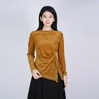2025秋季中式丝绒长袖圆领舒适优雅气质内搭女士上衣WH05007610
