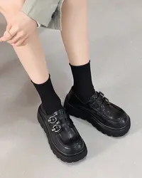 乐福鞋女鞋春秋新款简约百搭英伦风休闲小皮鞋子搭配裙子168-1011