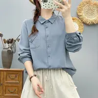 2025秋季新款斜纹磨毛衬衫休闲百搭宽松上衣女86338