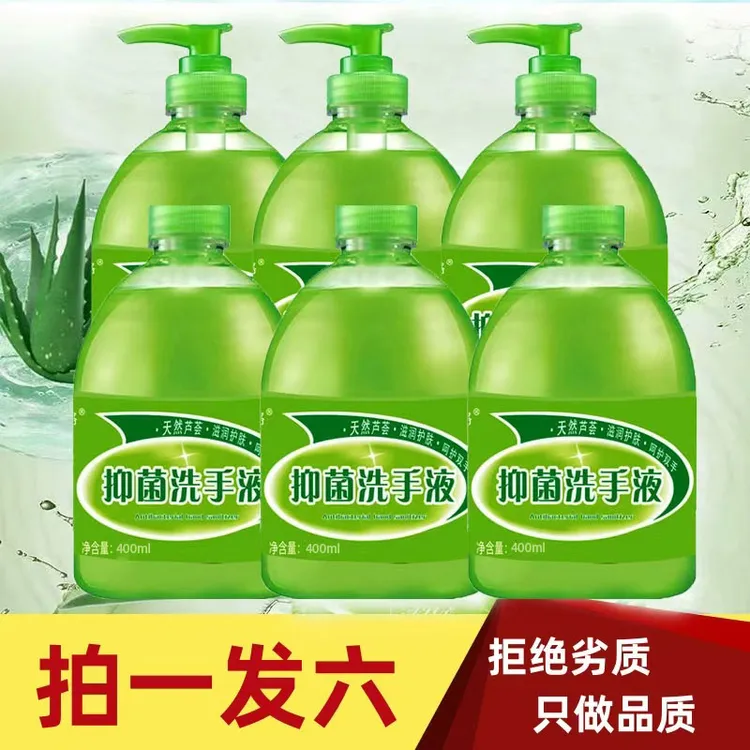 拍1发6抑菌洗手液润肤清爽家用温和芦荟清香型送三个泵头