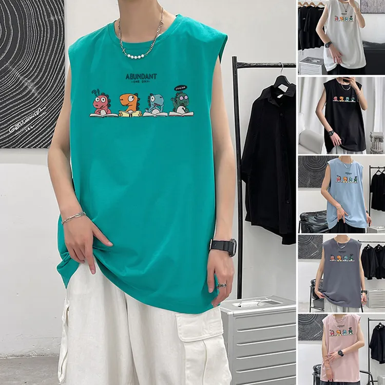 t恤男无袖上衣夏季潮牌ins潮流运动百搭宽松纯棉坎肩背心韩版炸街