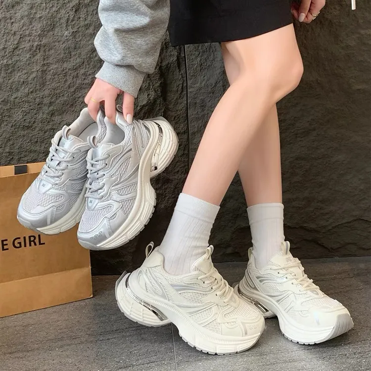 巴黎老爹鞋女2025春季新款百搭舒适运动鞋网面透气显脚小休闲鞋潮