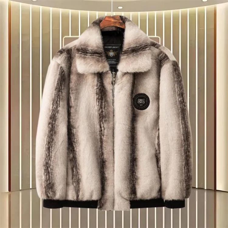 冬季保暖男装翻领男款常规款厚款短款百搭人造皮草
