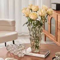 小号琥珀色波西米亚花瓶感网红创意摆件客厅插花高颜值玻璃花瓶