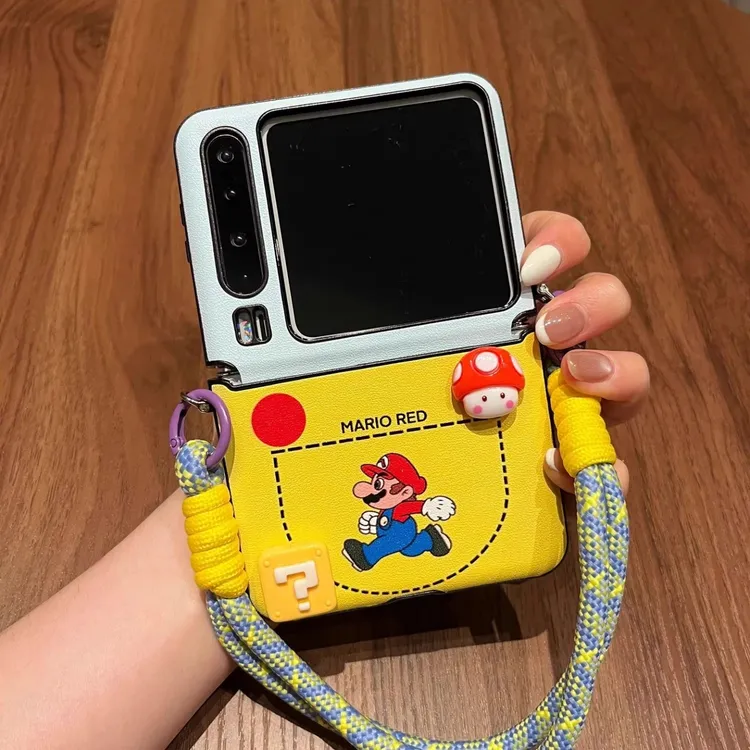 适用华为Pura X手机壳新款pocket2卡通蘑菇马里奥手提小米MIXFlip