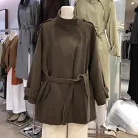 156区602咖色极简中长款风衣高级感显瘦外套欧洲站外套