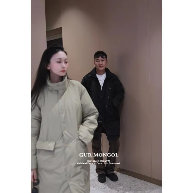 GUR MONGOL 立领棉中长款大衣百搭保暖