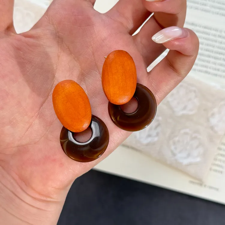 黄铜树脂耳饰 【塞伦盖蒂】几何形欧美百搭小众拼色简约高级感耳环