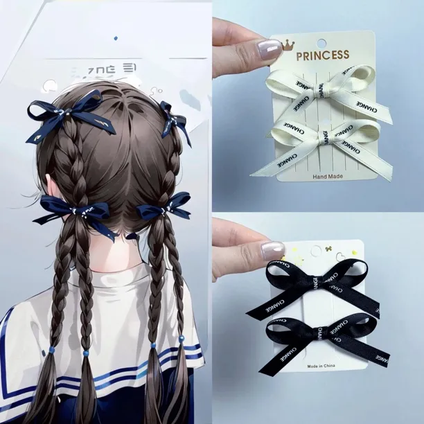 新款甜美可爱儿童发卡少女风小蝴蝶结对夹边夹刘海夹发饰头饰品