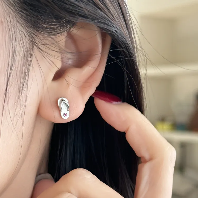 925银合成锆石耳饰 ins风时尚简约百搭气质女拖鞋耳钉1#3742