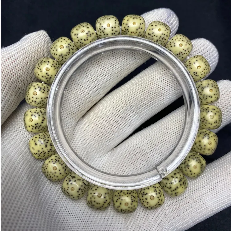 海南星月菩提石玉青花绿幽灵大留白10x9mm