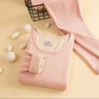 9207-女士（考拉绒）炫彩AB保暖套装（豆沙粉）