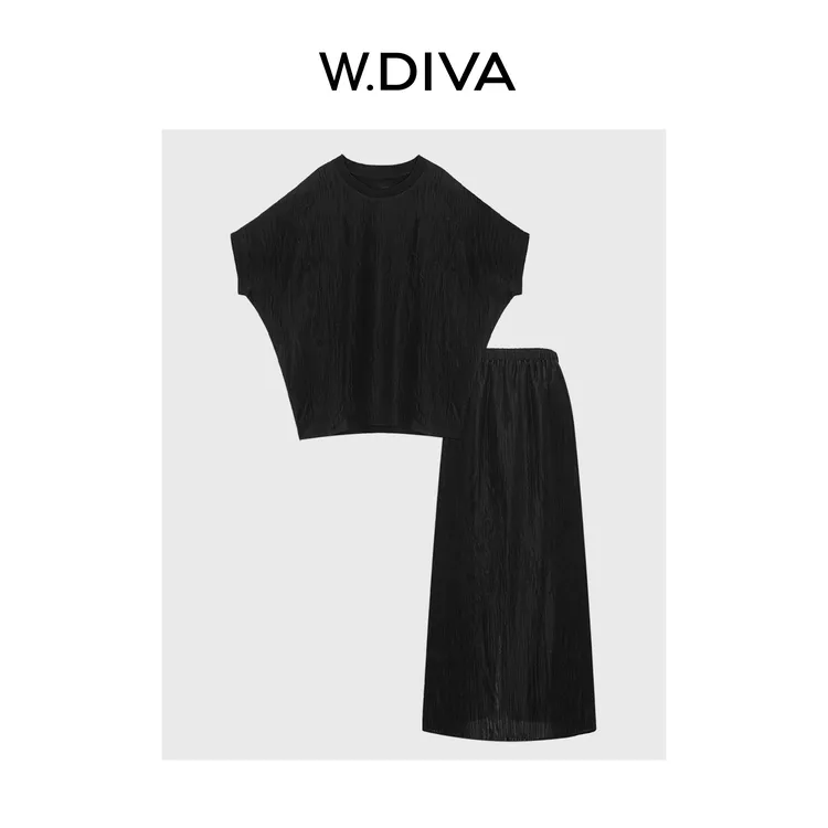 W.Diva【碧落】25MM订制桑蚕丝百层绉肌理小衫半裙套装52D192479