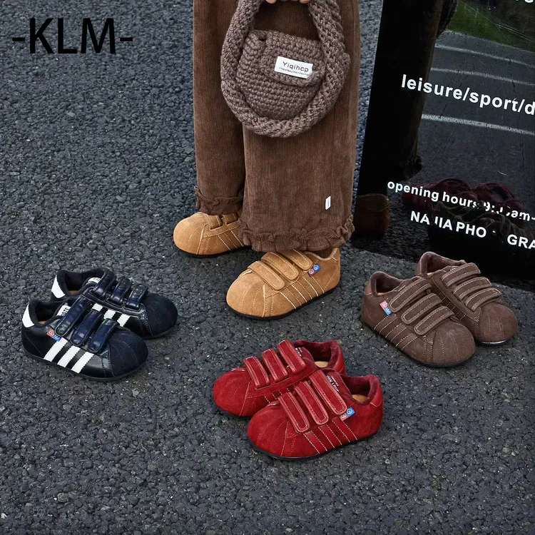 儿童卡皮巴拉丑萌大头鞋2025年秋冬季潮款女童真皮运动鞋男童棉鞋