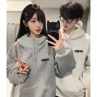 美式简约字母印花半拉链连帽卫衣男女秋冬季潮牌百搭宽松情侣外套