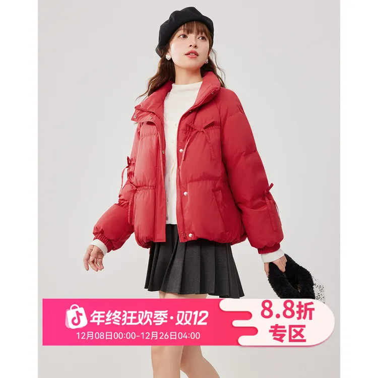 IEF/爱依服2025新款财阀甜美千金蝴蝶结冬季羽绒外套洋气衣服女