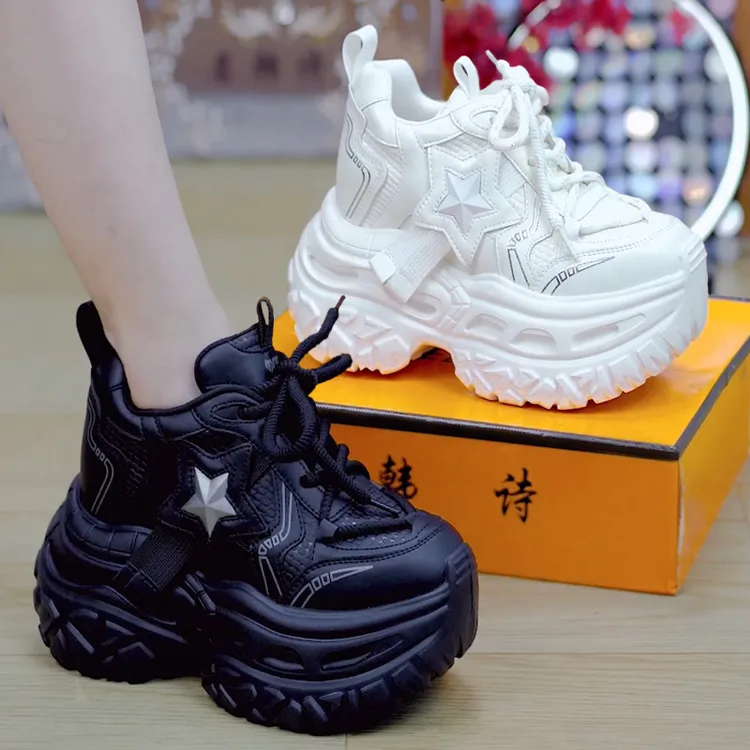  10cm小个子透气厚底老爹鞋女2025秋百搭增高休闲运动鞋