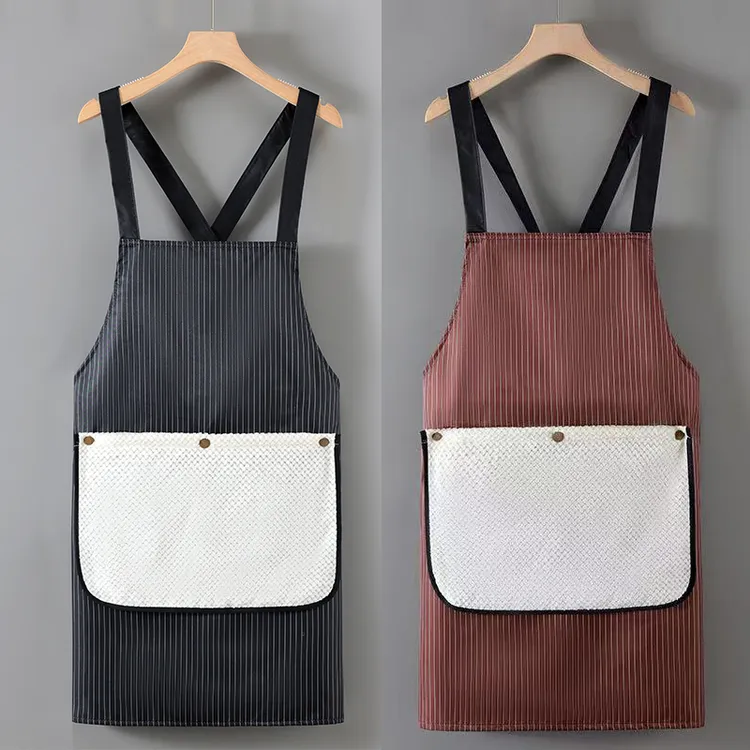 日式防水围裙厨房做饭成人新款防水围裙工作服可拆卸毛巾布围腰