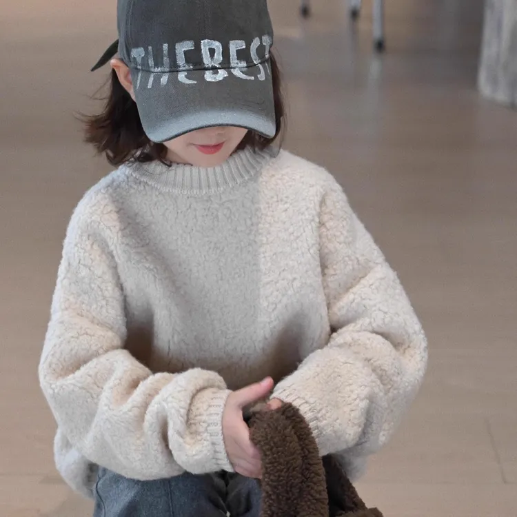 童装男女童卷毛毛卫衣2025新款儿童秋冬装毛衣针织衫冬装加绒加厚