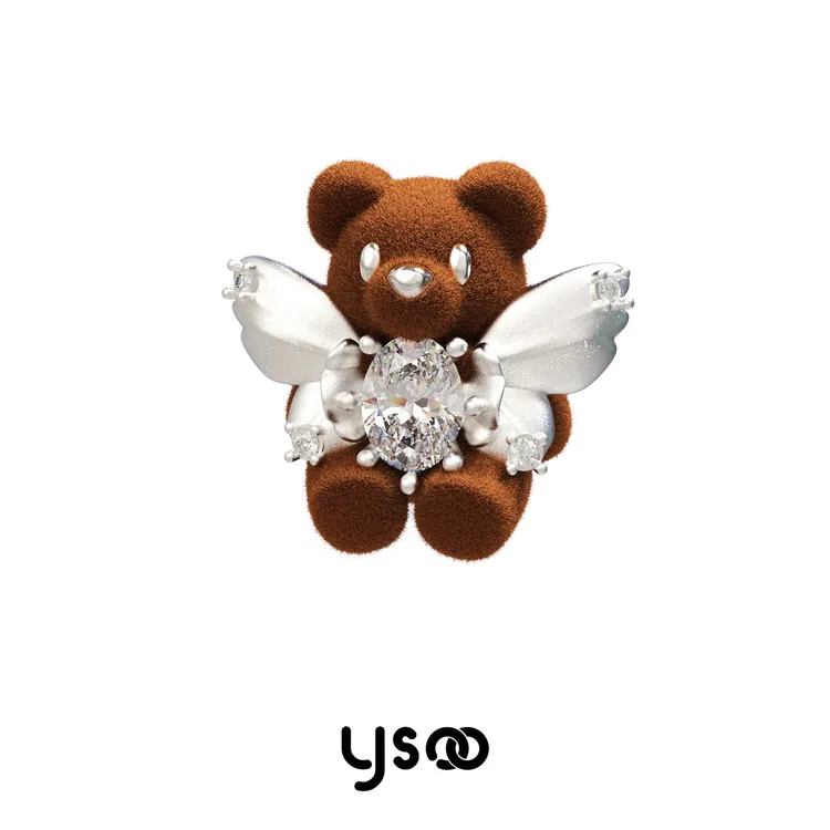 925银耳饰 我怀念的是一起做梦/植绒小熊耳钉童趣潮玩轻奢礼物