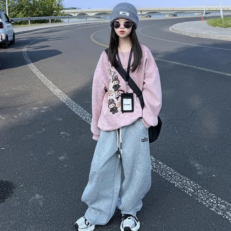 女童卫衣秋冬2025新款休闲装中大童女孩加厚休闲卫裤两件套运动装