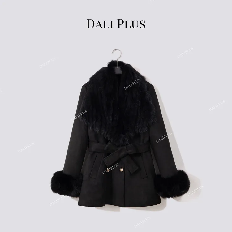 DALI PLUS“编织狐狸毛三星95鹅绒”中长款羽绒服-D5ST1666