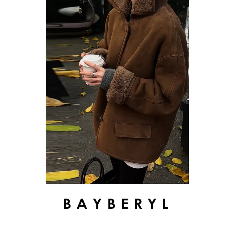 BAYBERYL老贝蒙布朗*翻领美拉德休闲冬一体皮衣PY5K2501-12/12