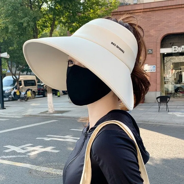 环绕加大帽檐空顶防晒帽子夏季户外紫外线遮阳帽可折叠遮MBZZ