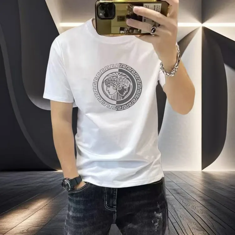 2025新款男士短袖T恤韩版潮牌时尚百搭爆款休闲潮流修身上衣