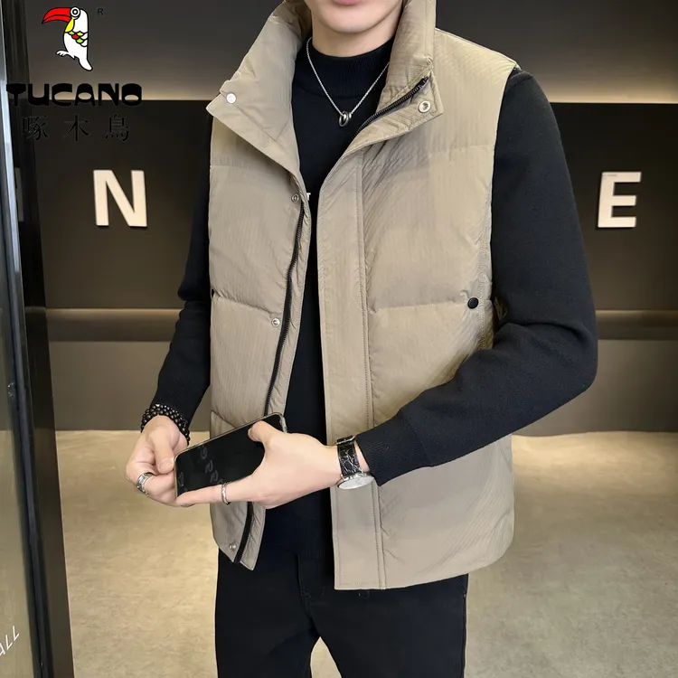 啄木鳥冬季新款立领羽绒马甲男士爆款韩版宽松百搭休闲帅气外套潮
