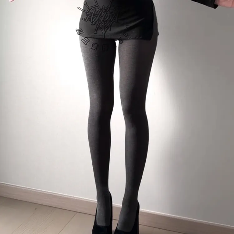 AIDA-日单！抗起球微压竖纹连裤袜*加绒保暖女秋冬加厚