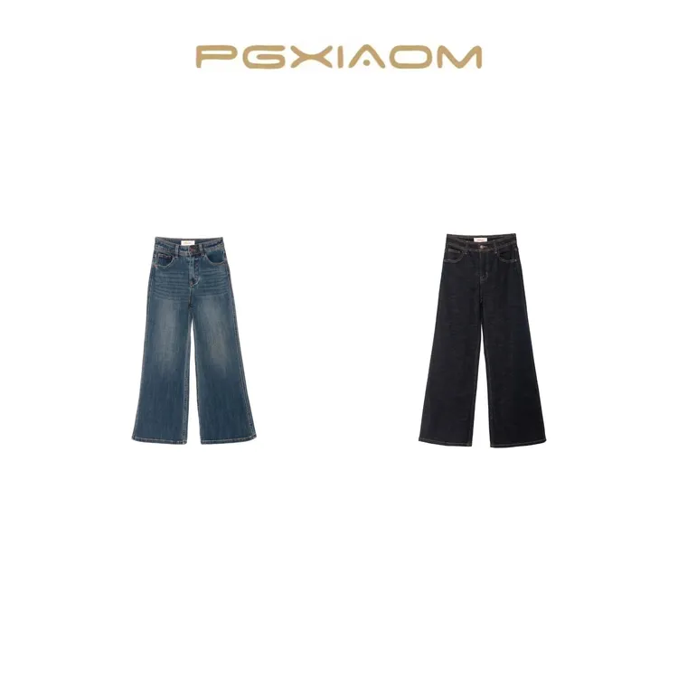 【PGXIAOM】润秀定制丹宁  蓝两色秋款小微喇牛仔裤(有弹力)KZ6323 