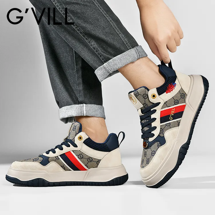 G'VILL/贵之步休闲板鞋男2026年新款百搭潮流高帮复古时尚脏脏鞋