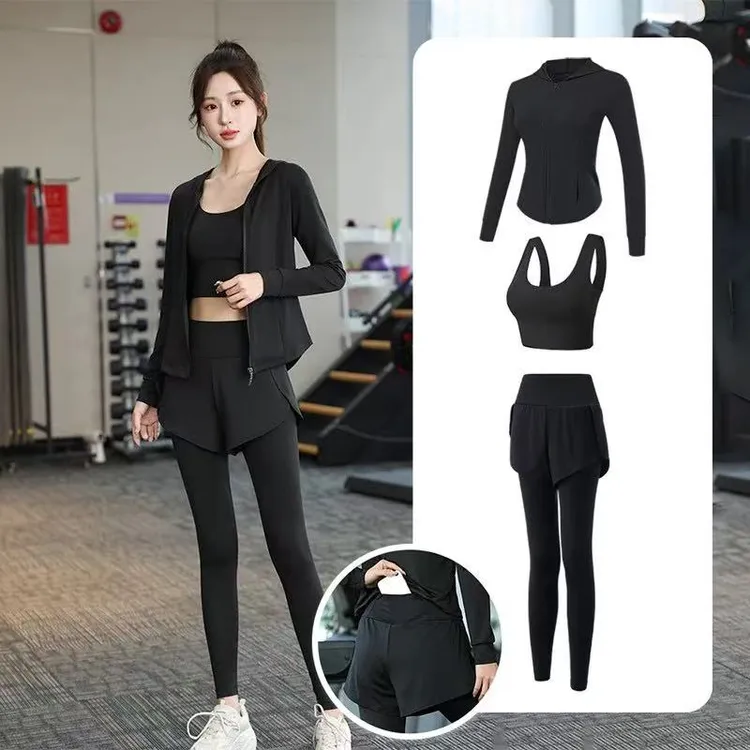 跑步运动套装女瑜伽服晨跑健身衣服2025新款秋冬季高级感专业速干