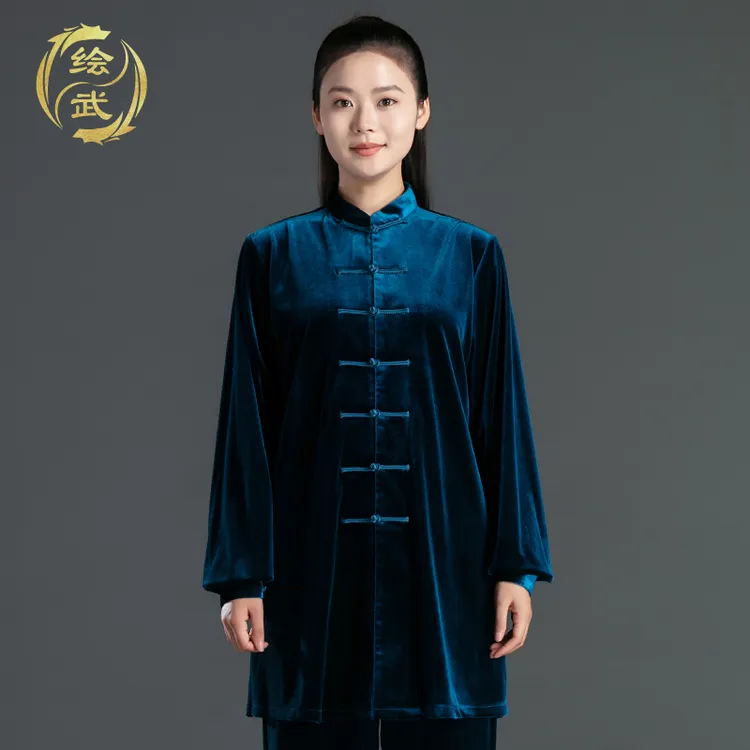 【绘武太极服常乐款】2024款秋冬金丝绒太极服女八段锦练功服男同款