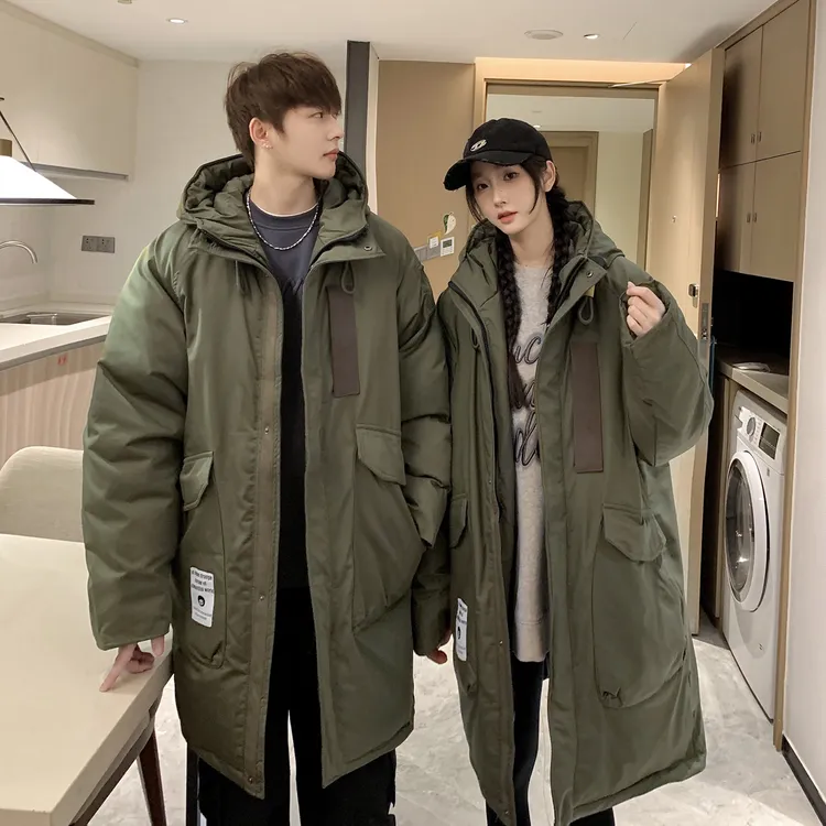 羽绒服男女冬季加厚保暖潮牌港风情侣装中长款工装大衣极寒外套