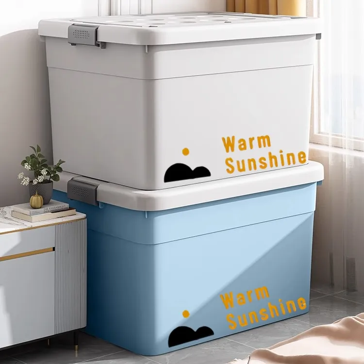 贴纸收纳箱家用加厚特大号塑料箱子整理筐衣服衣物超大容量储物盒