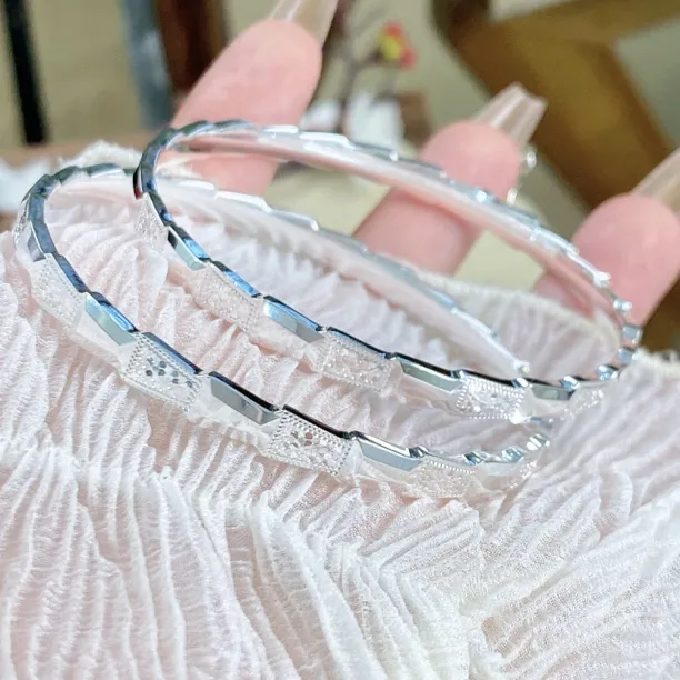 足银手镯  【冰鳞】足银999.9闭口银手镯约21克时尚经典百搭