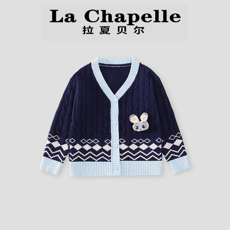  La Chapelle【拉夏贝尔】秋季新款卡通针织开衫儿童外套LA1916